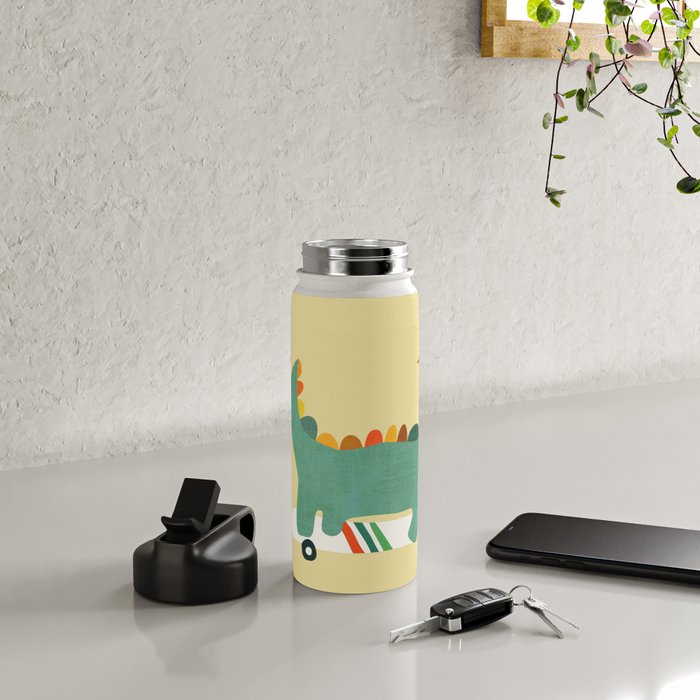 Dinosaur on retro skateboard Water Bottle Gallery Image 5