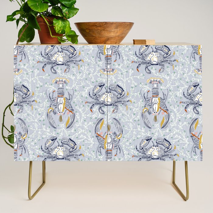 Lobster and crab coastal nostalgia grey Credenza Gallery Image 1