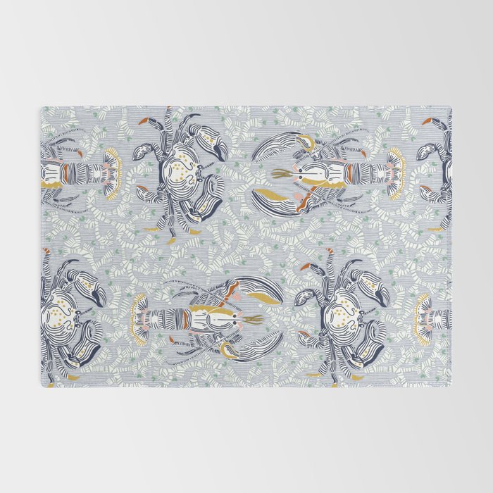 Lobster and crab coastal nostalgia grey Rug Gallery Image 2