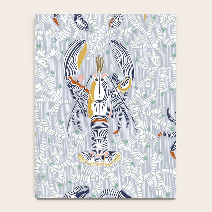 Lobster and crab coastal nostalgia grey Notebook Gallery Image 4