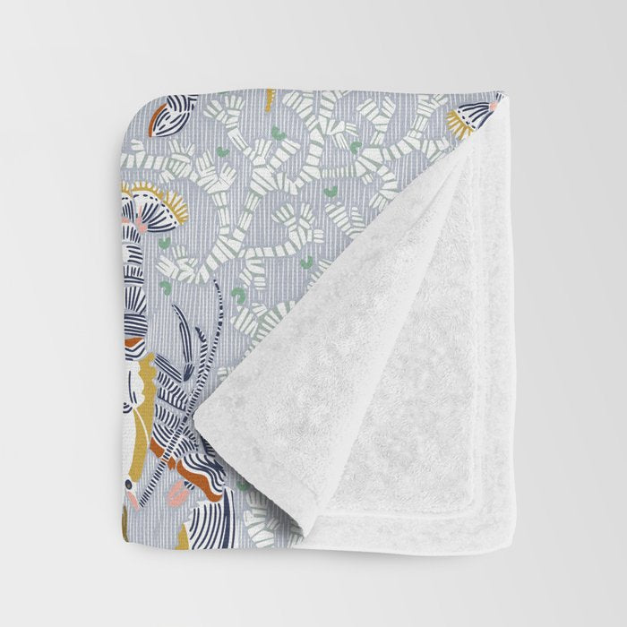 Lobster and crab coastal nostalgia grey Throw Blanket Gallery Image 3