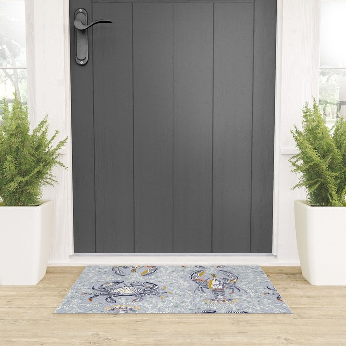 Lobster and crab coastal nostalgia grey Welcome Mat Gallery Image 3