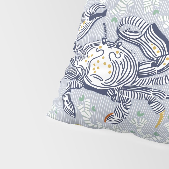 Lobster and crab coastal nostalgia grey Pillow Sham Gallery Image 4