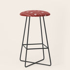 Daisy Stripes Dark Red and White Pattern Stool Gallery Image 1