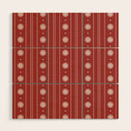 Daisy Stripes Dark Red and White Pattern Wood Wall Art Gallery Image 1