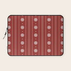 Daisy Stripes Dark Red and White Pattern Laptop Sleeve Gallery Image 1