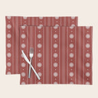 Daisy Stripes Dark Red and White Pattern Placemat Gallery Image 1