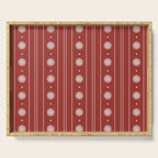 Daisy Stripes Dark Red and White Pattern Serving Tray Gallery Image 1