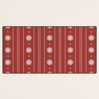 Daisy Stripes Dark Red and White Pattern Desk Mat Gallery Image 3