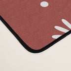 Daisy Stripes Dark Red and White Pattern Desk Mat Gallery Image 4