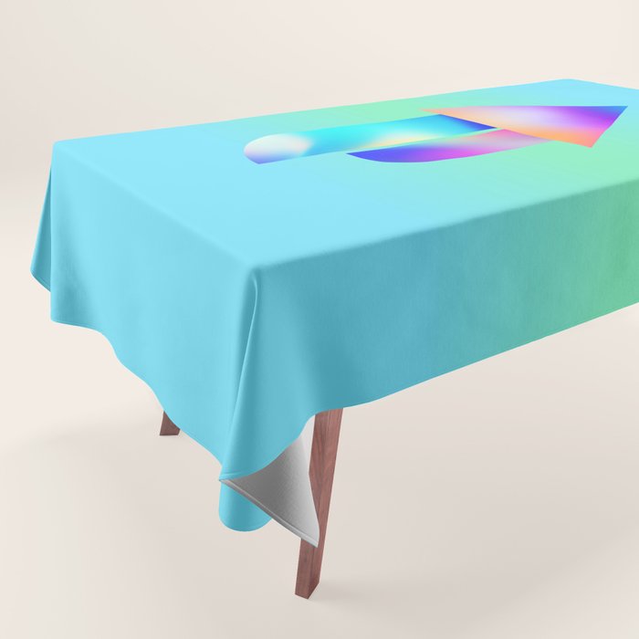 Space Ship Vibrant Blue-Green Colors Minimalist Modern Abstract Illustration  Tablecloth Gallery Image 1