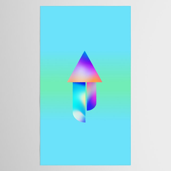 Space Ship Vibrant Blue-Green Colors Minimalist Modern Abstract Illustration  Tablecloth Gallery Image 2