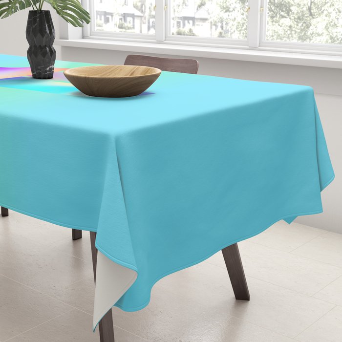 Space Ship Vibrant Blue-Green Colors Minimalist Modern Abstract Illustration  Tablecloth Gallery Image 3