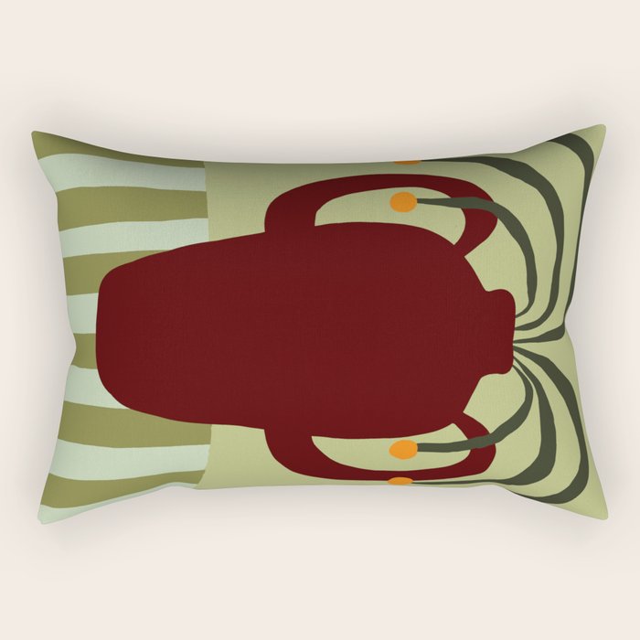 Summer Flower pottery with stripe Rectangular Pillow Gallery Image 1