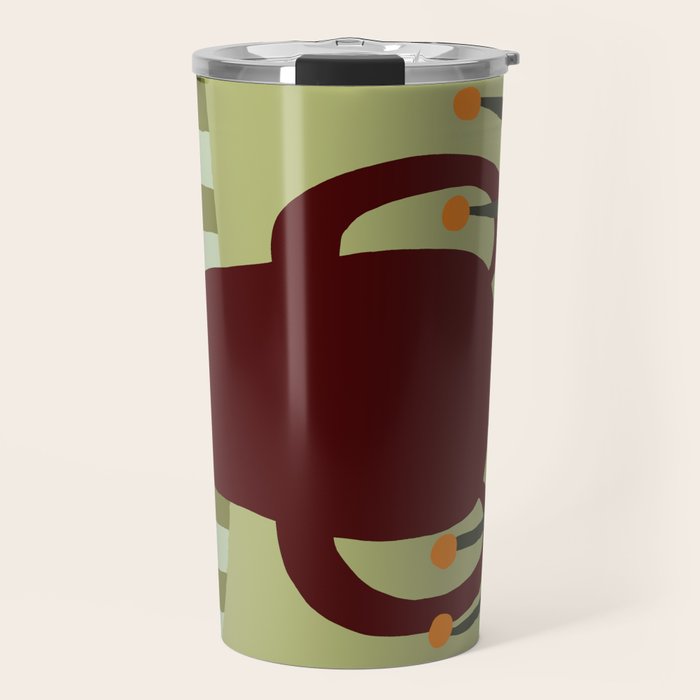 Summer Flower pottery with stripe Travel Mug Gallery Image 1