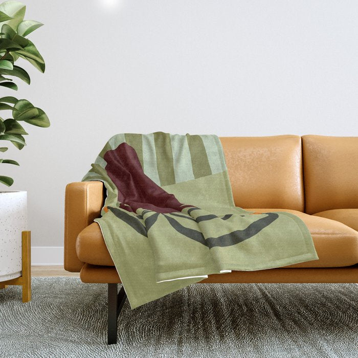 Summer Flower pottery with stripe Throw Blanket Gallery Image 1