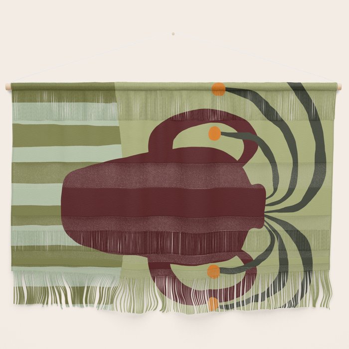 Summer Flower pottery with stripe Wall Hanging Gallery Image 1