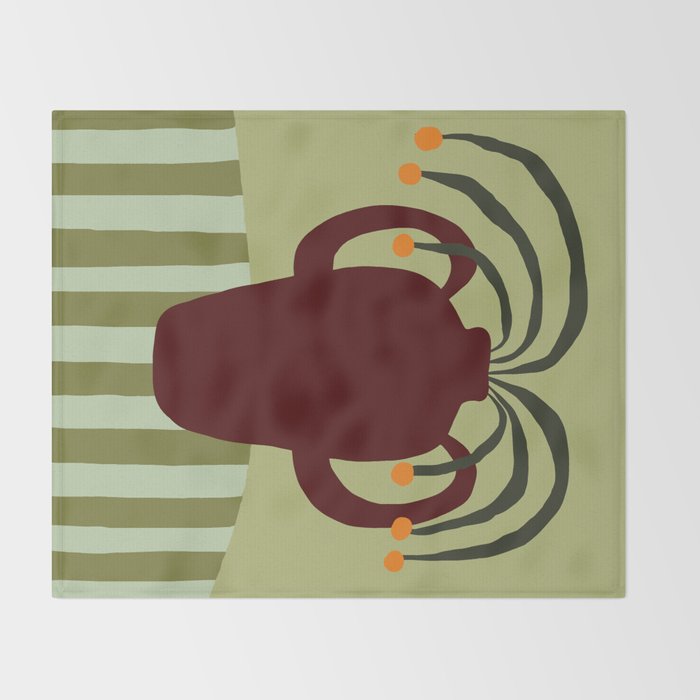 Summer Flower pottery with stripe Throw Blanket Gallery Image 2