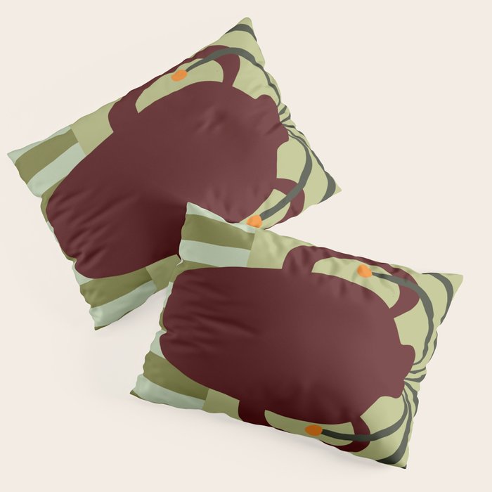 Summer Flower pottery with stripe Pillow Sham Gallery Image 3