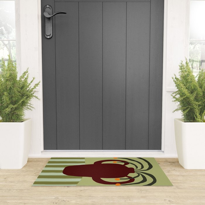 Summer Flower pottery with stripe Welcome Mat Gallery Image 3