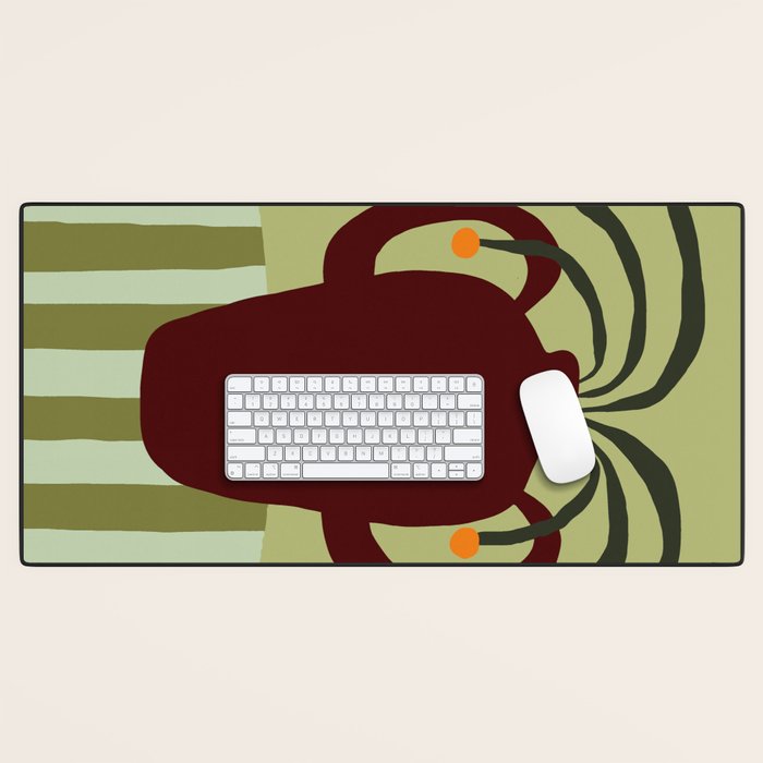 Summer Flower pottery with stripe Desk Mat Gallery Image 1