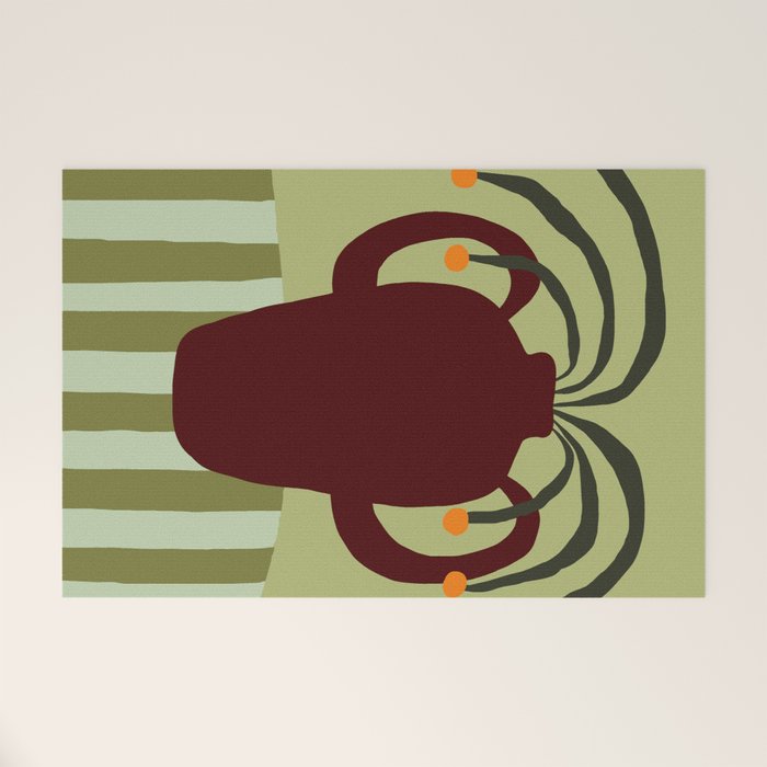 Summer Flower pottery with stripe Welcome Mat Gallery Image 1