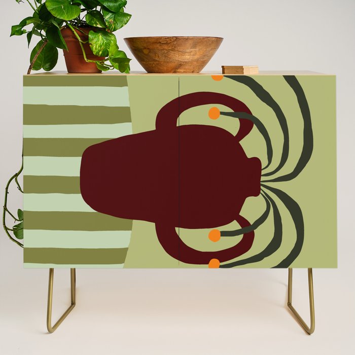 Summer Flower pottery with stripe Credenza Gallery Image 1
