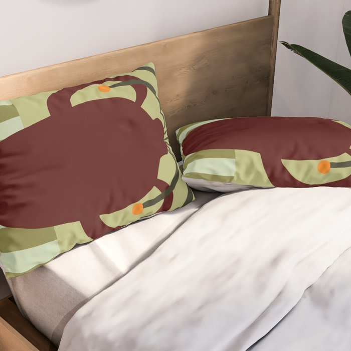 Summer Flower pottery with stripe Pillow Sham Gallery Image 2