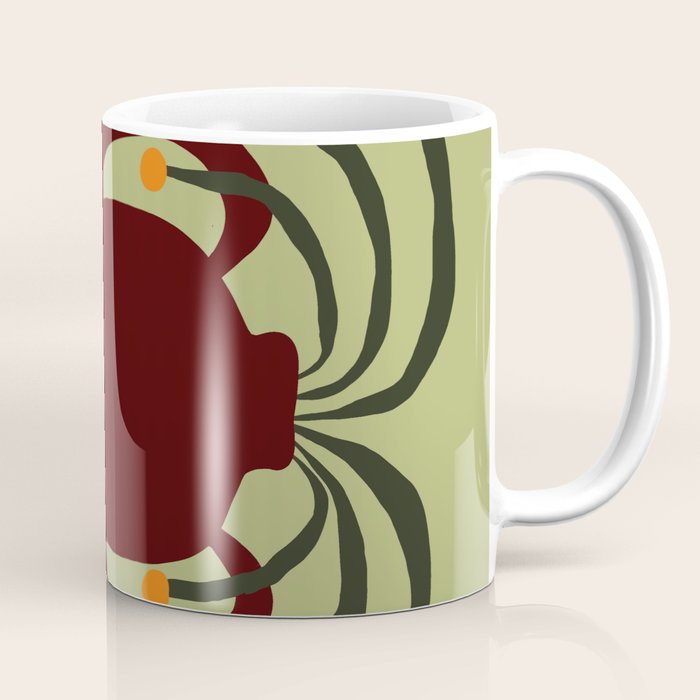 Summer Flower pottery with stripe Coffee Mug Gallery Image 1