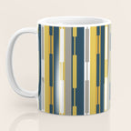 Vertical Striped Geo Chain Geometric Pattern Navy Blue Mustard Yellow Gray White Coffee Mug Gallery Image 3