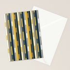 Vertical Striped Geo Chain Geometric Pattern Navy Blue Mustard Yellow Gray White Stationery Card Gallery Image 2