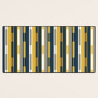 Vertical Striped Geo Chain Geometric Pattern Navy Blue Mustard Yellow Gray White Desk Mat Gallery Image 3