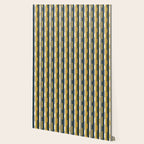 Vertical Striped Geo Chain Geometric Pattern Navy Blue Mustard Yellow Gray White Wallpaper Gallery Image 2