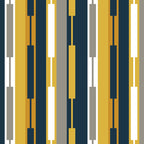 Vertical Striped Geo Chain Geometric Pattern Navy Blue Mustard Yellow Gray White Coffee Mug Gallery Image 2