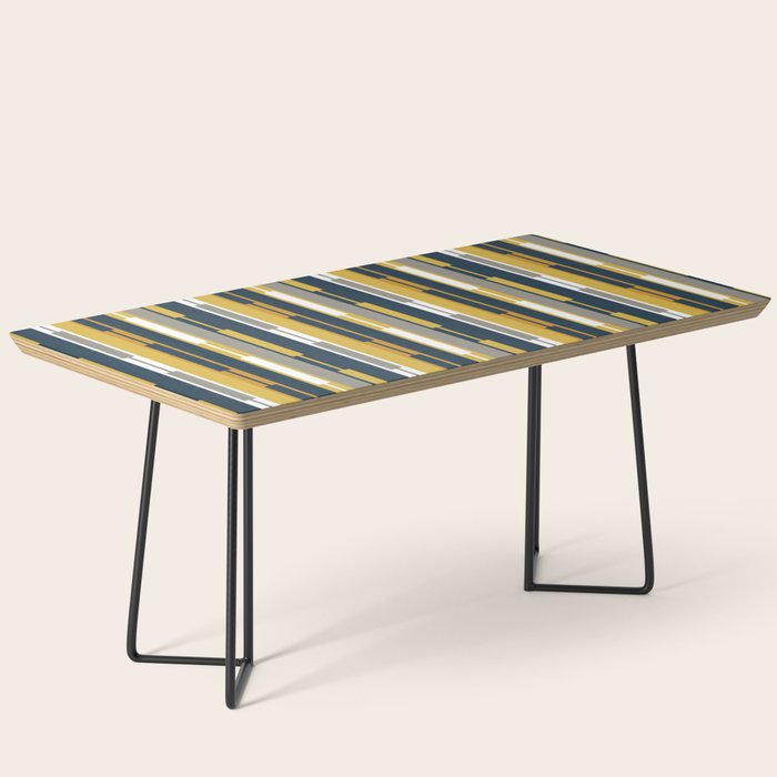 Vertical Striped Geo Chain Geometric Pattern Navy Blue Mustard Yellow Gray White Coffee Table Gallery Image 1