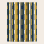 Vertical Striped Geo Chain Geometric Pattern Navy Blue Mustard Yellow Gray White Poster Gallery Image 4