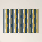 Vertical Striped Geo Chain Geometric Pattern Navy Blue Mustard Yellow Gray White Welcome Mat Gallery Image 1