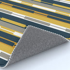 Vertical Striped Geo Chain Geometric Pattern Navy Blue Mustard Yellow Gray White Rug Gallery Image 4
