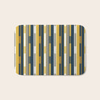 Vertical Striped Geo Chain Geometric Pattern Navy Blue Mustard Yellow Gray White Bath Mat Gallery Image 1