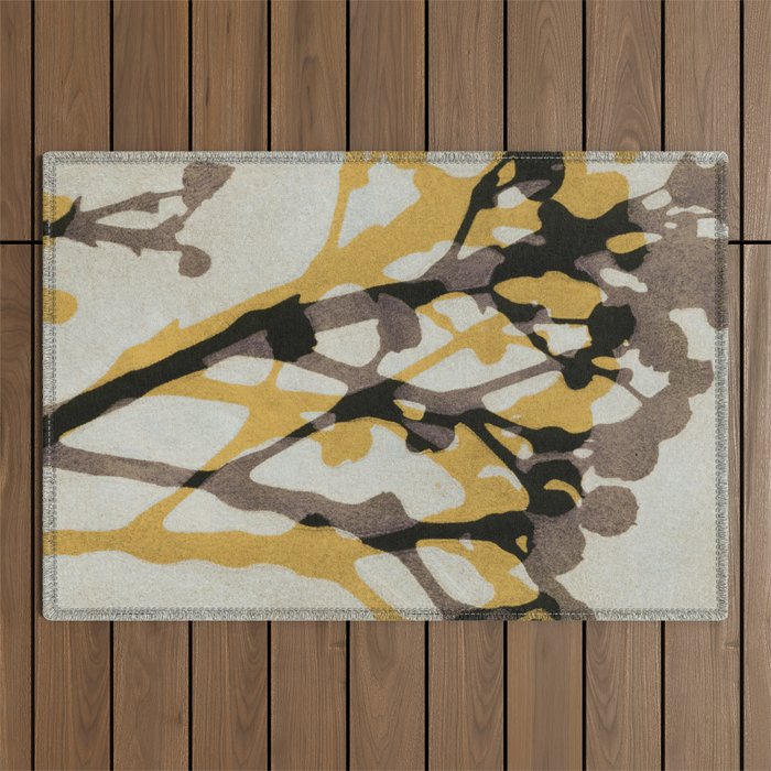 Echoes of Gypsophila / Yellow & Brown Outdoor Rug Gallery Image 1