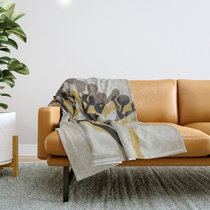 Echoes of Gypsophila / Yellow & Brown Throw Blanket Gallery Image 1