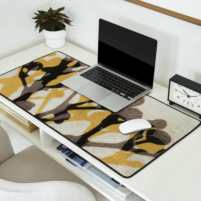 Echoes of Gypsophila / Yellow & Brown Desk Mat Gallery Image 2