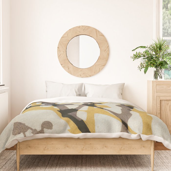 Echoes of Gypsophila / Yellow & Brown Duvet Cover Gallery Image 3