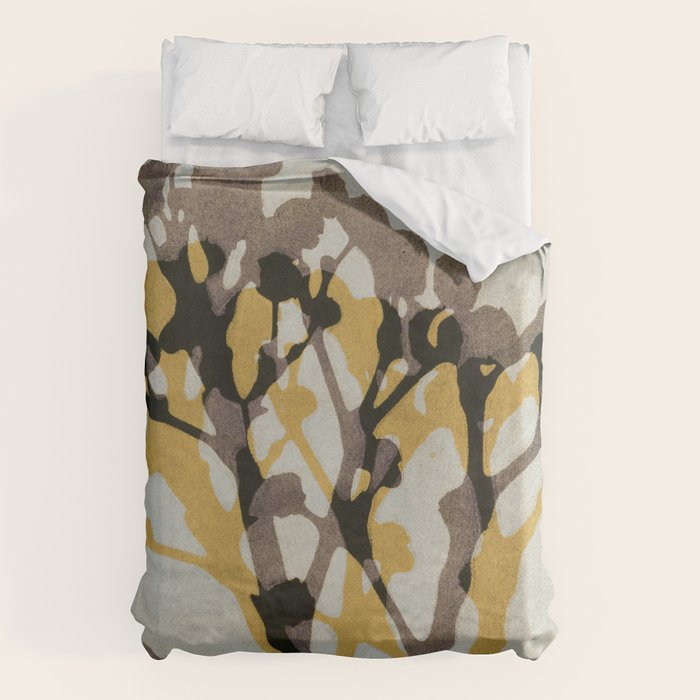 Echoes of Gypsophila / Yellow & Brown Duvet Cover Gallery Image 1