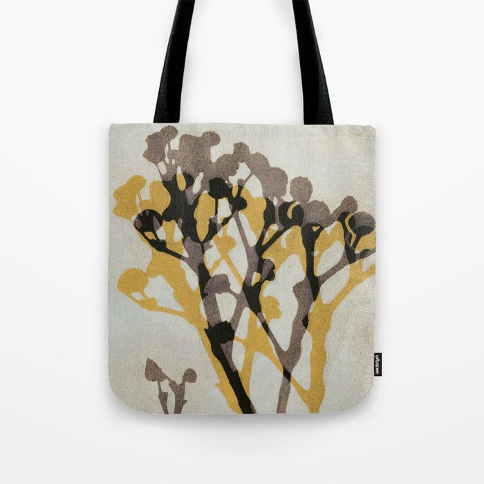 Echoes of Gypsophila / Yellow & Brown Tote Bag Gallery Image 1