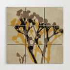 Echoes of Gypsophila / Yellow & Brown Wood Wall Art Gallery Image 1