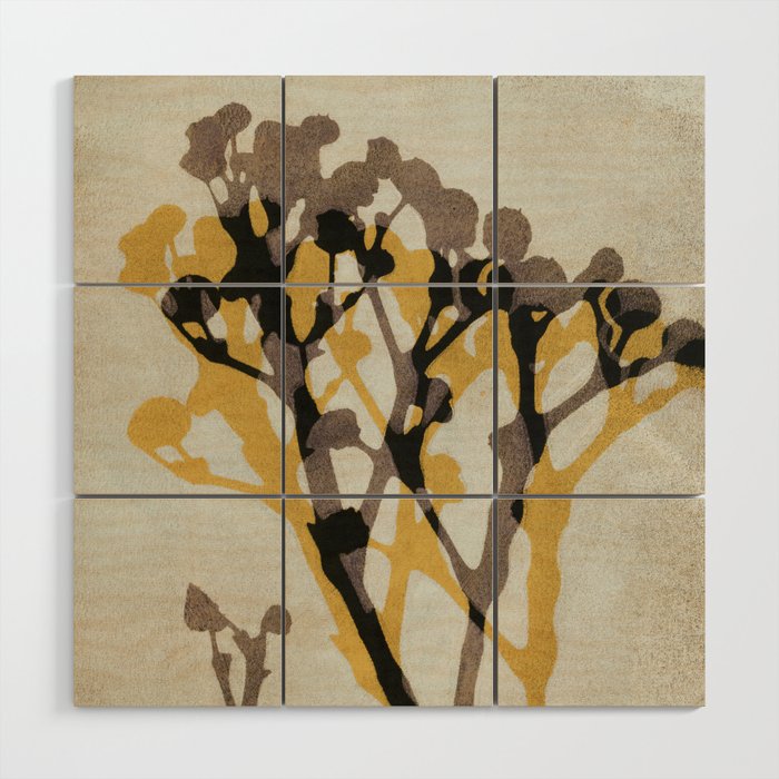 Echoes of Gypsophila / Yellow & Brown Wood Wall Art Gallery Image 1