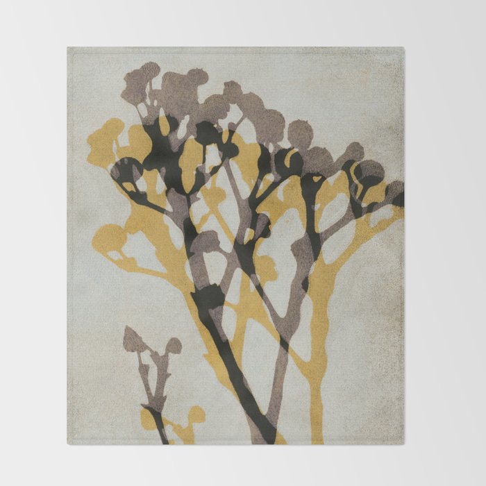Echoes of Gypsophila / Yellow & Brown Throw Blanket Gallery Image 2