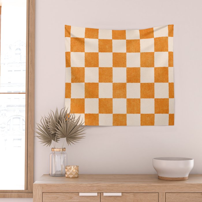 CHECKER - 001 - Tangerine Wall Tapestry Gallery Image 2