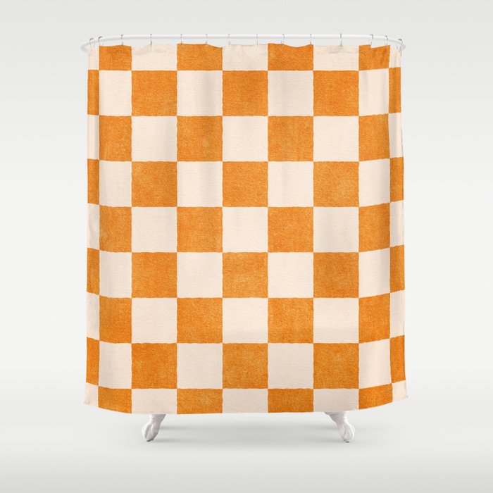 CHECKER - 001 - Tangerine Shower Curtain Gallery Image 1